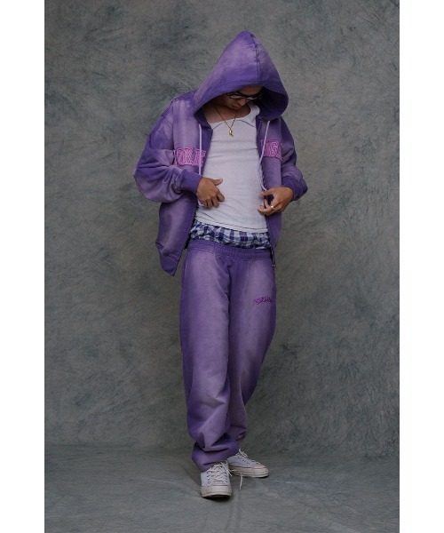 WOKE EDGE（ウォークエッジ）の「スウェットパンツ｜Faded Enbroidery Sweat Pants｜WOKE EDGE（スウェットパンツ・メンズ・パープル/ブラック・M/L/XL）」の10枚目の写真
