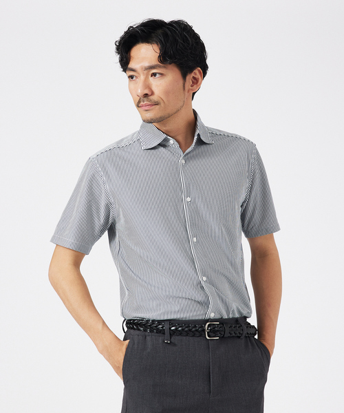 ABAHOUSE GRAY(アバハウスグレイ)の「トリコットサッカー 半袖シャツ(シャツ/ブラウス・メンズ・ブルー系その他/ブラック/ネイビー/ホワイト・44/50/48/46)」の4枚目の写真