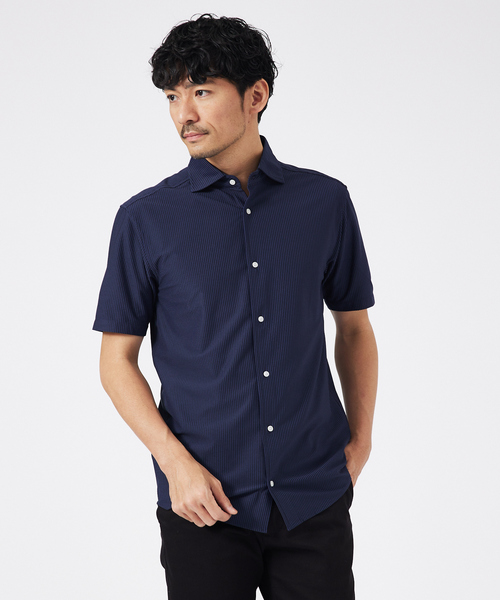 ABAHOUSE GRAY(アバハウスグレイ)の「トリコットサッカー 半袖シャツ(シャツ/ブラウス・メンズ・ブルー系その他/ブラック/ネイビー/ホワイト・44/50/48/46)」の3枚目の写真