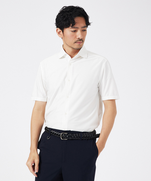 ABAHOUSE GRAY(アバハウスグレイ)の「トリコットサッカー 半袖シャツ(シャツ/ブラウス・メンズ・ブルー系その他/ブラック/ネイビー/ホワイト・44/50/48/46)」の1枚目の写真