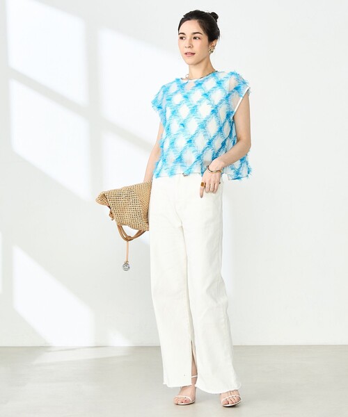 NOLLEY’S(ノーリーズ)の「《セットアップ対応》KIRYUバイヤスカットジャガードブラウス(シャツ/ブラウス・レディース・ブルー系その他・38)」の14枚目の写真