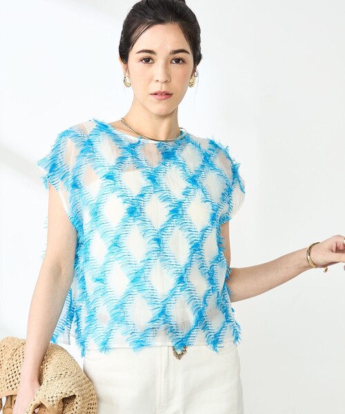 NOLLEY’S(ノーリーズ)の「《セットアップ対応》KIRYUバイヤスカットジャガードブラウス(シャツ/ブラウス・レディース・ブルー系その他・38)」の16枚目の写真