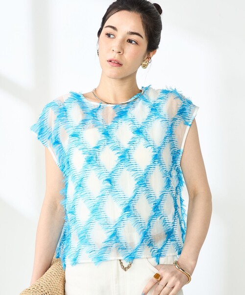 NOLLEY’S(ノーリーズ)の「《セットアップ対応》KIRYUバイヤスカットジャガードブラウス(シャツ/ブラウス・レディース・ブルー系その他・38)」の17枚目の写真