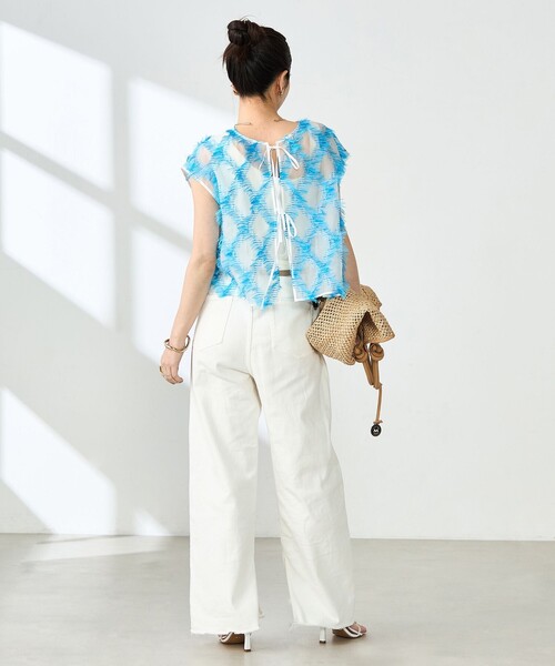 NOLLEY’S(ノーリーズ)の「《セットアップ対応》KIRYUバイヤスカットジャガードブラウス(シャツ/ブラウス・レディース・ブルー系その他・38)」の22枚目の写真