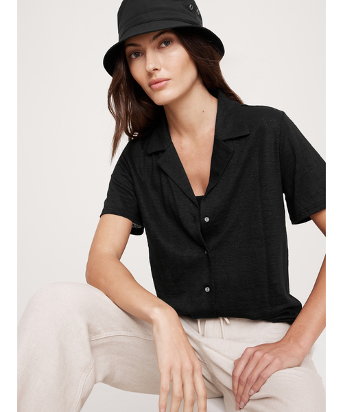 Banana Republic(バナナリパブリック)の「リネン リゾートシャツ(シャツ/ブラウス・レディース・ブラック/ホワイト/ピンク/ブルー・XS/M/L/S)」の8枚目の写真