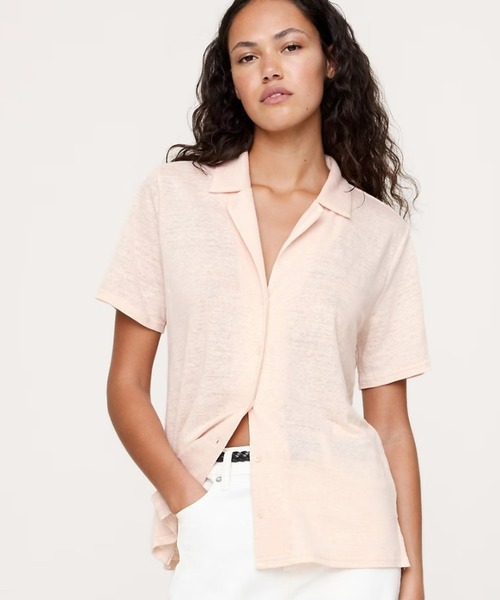 Banana Republic(バナナリパブリック)の「リネン リゾートシャツ(シャツ/ブラウス・レディース・ブラック/ホワイト/ピンク/ブルー・XS/M/L/S)」の4枚目の写真