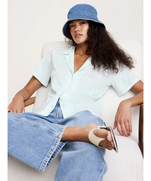 Banana Republic(バナナリパブリック)の「リネン リゾートシャツ(シャツ/ブラウス・レディース・ブラック/ホワイト/ピンク/ブルー・XS/M/L/S)」の3枚目の写真