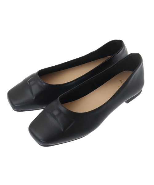 Green　Parks（グリーンパークス）の「・minia リボンバレエシューズ（バレエシューズ・レディース・アイボリー/ブラック・S/M/L/LL）」の3枚目の写真