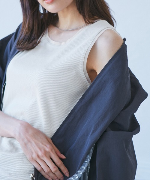 ROPE' PICNIC（ロペピクニック）の「シアードッキングラメテレコタンクトップ（タンクトップ・レディース・ブラック/ホワイト・38）」の2枚目の写真