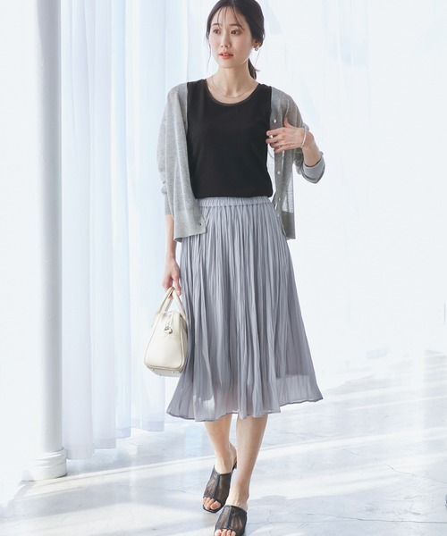 ROPE' PICNIC（ロペピクニック）の「シアードッキングラメテレコタンクトップ（タンクトップ・レディース・ブラック/ホワイト・38）」の3枚目の写真