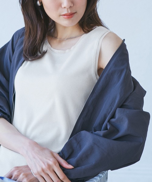 ROPE' PICNIC（ロペピクニック）の「シアードッキングラメテレコタンクトップ（タンクトップ・レディース・ブラック/ホワイト・38）」の8枚目の写真