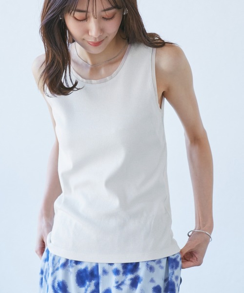 ROPE' PICNIC（ロペピクニック）の「シアードッキングラメテレコタンクトップ（タンクトップ・レディース・ブラック/ホワイト・38）」の9枚目の写真