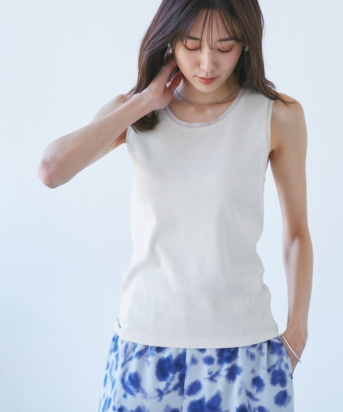 ROPE' PICNIC（ロペピクニック）の「シアードッキングラメテレコタンクトップ（タンクトップ・レディース・ブラック/ホワイト・38）」の10枚目の写真