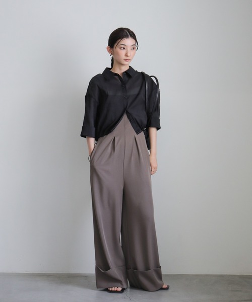select MOCA(セレクトモカ)の「ヘムドロストショートシアーシャツ(シャツ/ブラウス・レディース・グレー/ブルー/オフホワイト/ブラック・FREE)」の8枚目の写真