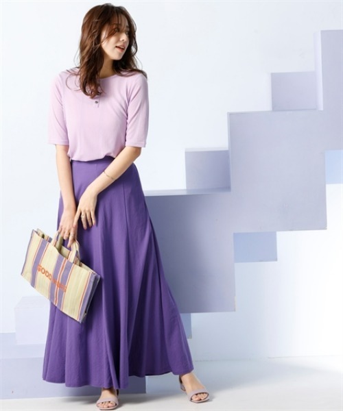 nissen（ニッセン）の「ランダムリブカットソーヘンリーネック５分袖プルオーバー（薄手素材）＜大きいサイズ有＞（Tシャツ/カットソー・レディース・ブラック/ライトブルー/ラベンダー/ブラウン/グリーン・S/M/L/LL/3L）」の17枚目の写真