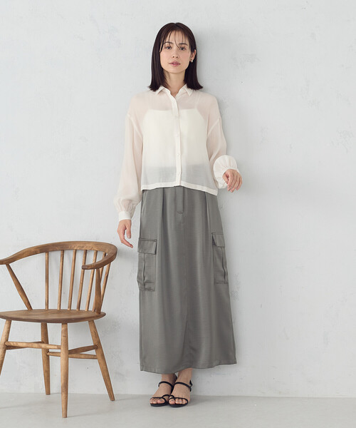 COMME CA ISM(コムサイズム)の「コンパクト シア―シャツ(シャツ/ブラウス・レディース・ホワイト/ブラック・MEDIUM/LARGE)」の5枚目の写真