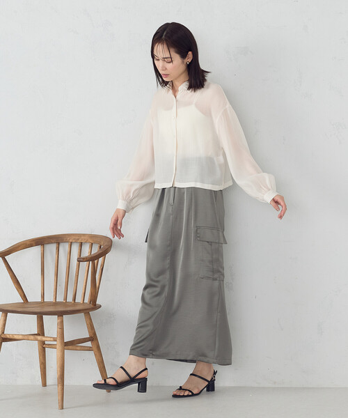 COMME CA ISM(コムサイズム)の「コンパクト シア―シャツ(シャツ/ブラウス・レディース・ホワイト/ブラック・MEDIUM/LARGE)」の7枚目の写真