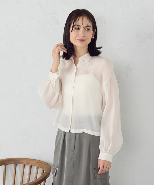 COMME CA ISM(コムサイズム)の「コンパクト シア―シャツ(シャツ/ブラウス・レディース・ホワイト/ブラック・MEDIUM/LARGE)」の9枚目の写真