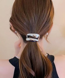 CALIFORNIA OUTFITTERS | 3C12 バレッタ風 メタル ウェーブモチーフ ヘアゴム(ヘアゴム)