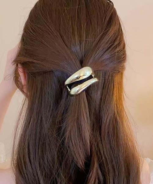 CALIFORNIA OUTFITTERS(カリフォルニア アウトフィッターズ)の「3C12 バレッタ風 メタル ウェーブモチーフ ヘアゴム(ヘアゴム・レディース・ゴールド/シルバー・ONESIZE)」の5枚目の写真