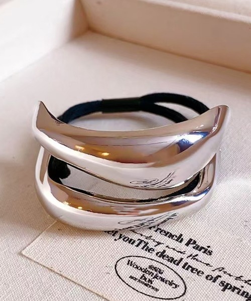 CALIFORNIA OUTFITTERS(カリフォルニア アウトフィッターズ)の「3C12 バレッタ風 メタル ウェーブモチーフ ヘアゴム(ヘアゴム・レディース・ゴールド/シルバー・ONESIZE)」の6枚目の写真