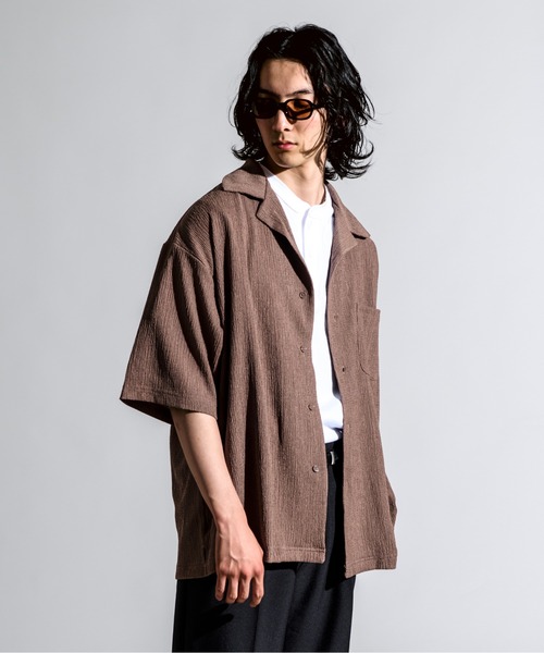 CALIFORNIA OUTFITTERS(カリフォルニア アウトフィッターズ)の「3D6 楊柳 オープンカラー 半袖シャツ(シャツ/ブラウス・メンズ・ネイビー/モカ/ブラック・XL/L)」の6枚目の写真