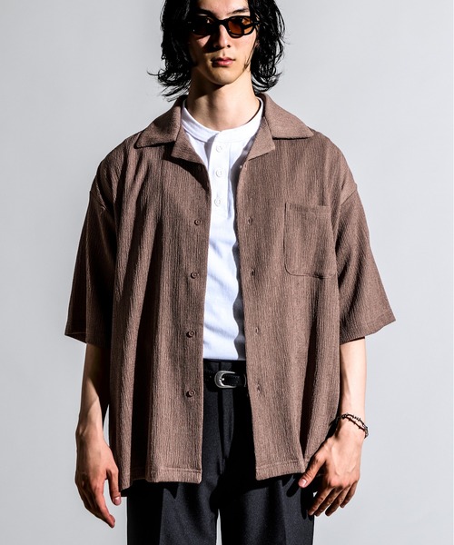 CALIFORNIA OUTFITTERS(カリフォルニア アウトフィッターズ)の「3D6 楊柳 オープンカラー 半袖シャツ(シャツ/ブラウス・メンズ・ネイビー/モカ/ブラック・XL/L)」の5枚目の写真