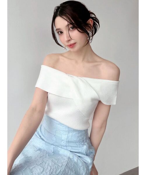 RESEXXY（リゼクシー）の「ツイストオフショルニットトップス（ニット/セーター・レディース・ブラック/ホワイト/ピンク・FREE）」の18枚目の写真