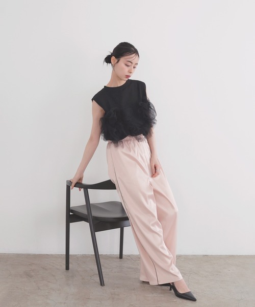 LIAN（リアン）の「3WAYチュールデザインT（Tシャツ/カットソー・レディース・オフホワイト/ブラック/杢グレー・FREE）」の17枚目の写真