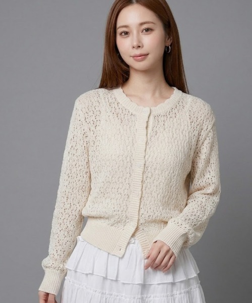 gossip!ロサンゼルス(ゴシップロサンゼルス)の「かぎ編み ガーリーカーディガン(カーディガン/ボレロ・レディース・イエロー/ライトブルー/オフホワイト・FREE)」の2枚目の写真