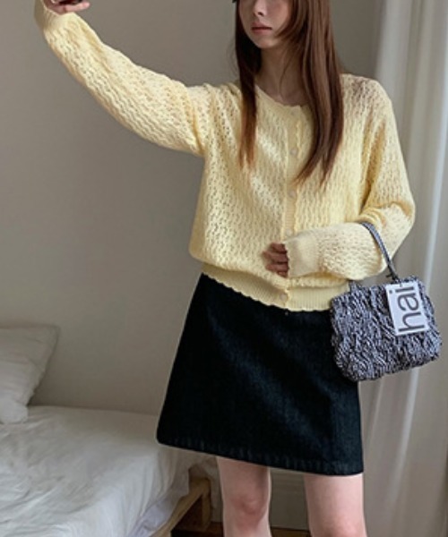 gossip!ロサンゼルス(ゴシップロサンゼルス)の「かぎ編み ガーリーカーディガン(カーディガン/ボレロ・レディース・イエロー/ライトブルー/オフホワイト・FREE)」の10枚目の写真