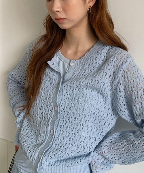 gossip!ロサンゼルス(ゴシップロサンゼルス)の「かぎ編み ガーリーカーディガン(カーディガン/ボレロ・レディース・イエロー/ライトブルー/オフホワイト・FREE)」の5枚目の写真