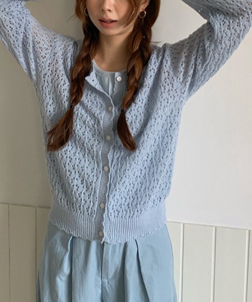gossip!ロサンゼルス(ゴシップロサンゼルス)の「かぎ編み ガーリーカーディガン(カーディガン/ボレロ・レディース・イエロー/ライトブルー/オフホワイト・FREE)」の6枚目の写真