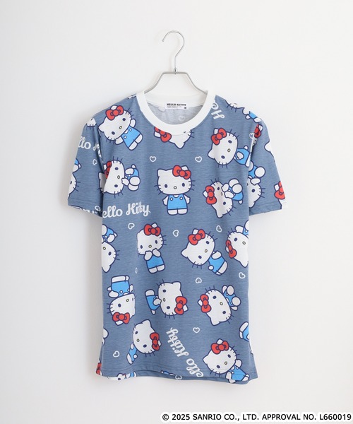 sanrio(サンリオ)の「サンリオキャラクターズ プリント天竺総柄Tシャツ(Tシャツ/カットソー・メンズ・ネイビー/ライトカーキ/ローズ/オフホワイト/ブルーグレー/サックスブルー/チャコール・M/L/LL)」の10枚目の写真