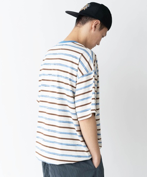 定番ボーダー/ブルー ユニクロ公式 | オーバーサイズボーダーTシャツ（5分袖）