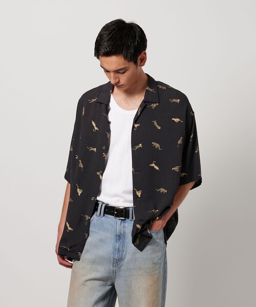 MONKEY TIME(モンキータイム)の「<PARIS AUTHENTIQUE × monkey time> プリント オープンカラー シャツ(シャツ/ブラウス・メンズ・ダークブラウン/ブラック・L/M/S/XL)」の5枚目の写真