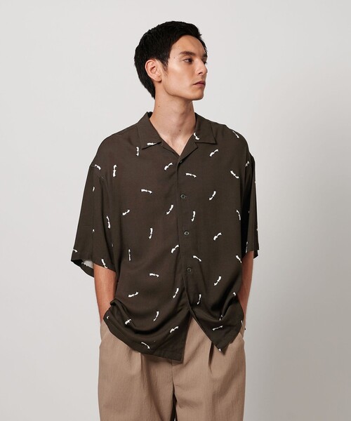 MONKEY TIME(モンキータイム)の「<PARIS AUTHENTIQUE × monkey time> プリント オープンカラー シャツ(シャツ/ブラウス・メンズ・ダークブラウン/ブラック・L/M/S/XL)」の9枚目の写真
