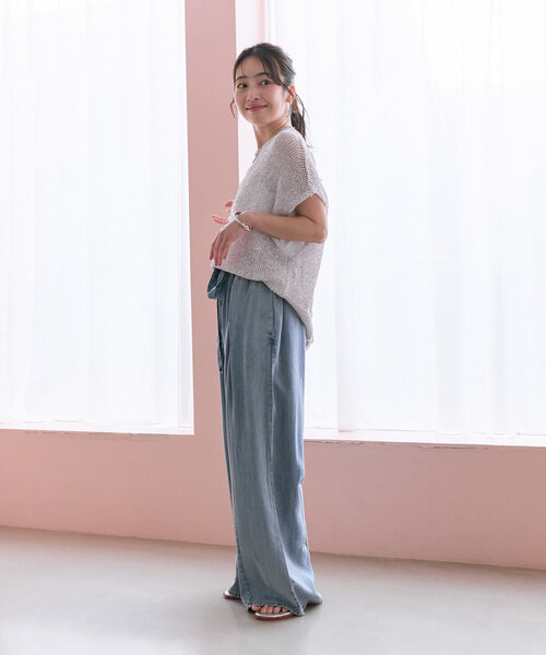 キラキラニット ラブティックボンボン オフホワイト 程よいきらきら】ラメメッシュニット | La boutique BonBon(ラブ
