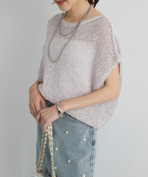 La boutique BonBon(ラブティックボンボン)の「【完売カラー再追加!お上品きらきら】ラメ天竺針抜きフレンチニット(ニット/セーター・レディース・ピンク/シルバー/ゴールド・FREE)」の17枚目の写真