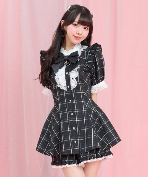 Secret Honey(シークレットハニー)の「アクセサリーリボンレースフリル半袖セットアップ(セットアップ・レディース・ブラック/ブラックミックス/ブラック系その他/ライトブルー/グレー/ピンク・MEDIUM)」の18枚目の写真