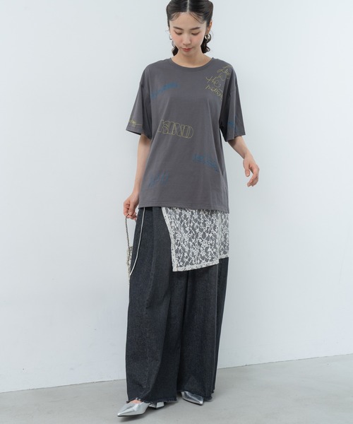 SABUROKU(サブロク)の「【SABUROKU】大人カジュアル に 映える ロゴ刺繍 Tシャツ(Tシャツ/カットソー・レディース・オフホワイト/チャコールグレー・M)」の8枚目の写真