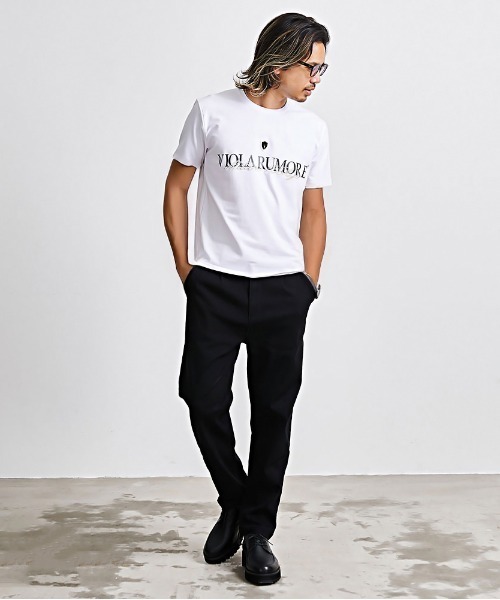 VIOLA(ヴィオラ)の「『VIOLA rumore/ヴィオラ ルモーレ』刺しゅう/P.T入りクルー半袖Tシャツ(Tシャツ/カットソー・メンズ・ブラック/サーモンピンク/ホワイト・L/XL/M)」の8枚目の写真