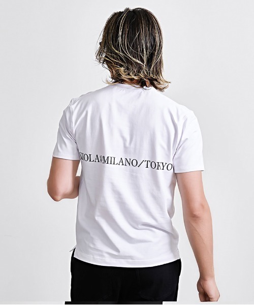 VIOLA(ヴィオラ)の「『VIOLA rumore/ヴィオラ ルモーレ』刺しゅう/P.T入りクルー半袖Tシャツ(Tシャツ/カットソー・メンズ・ブラック/サーモンピンク/ホワイト・L/XL/M)」の7枚目の写真