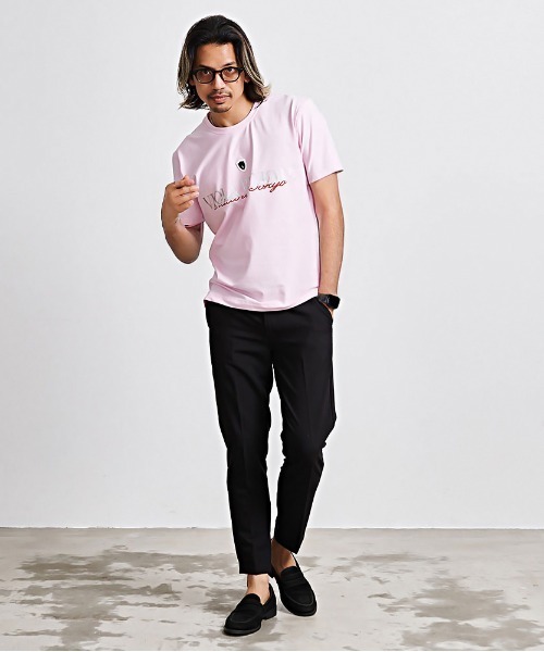 VIOLA(ヴィオラ)の「『VIOLA rumore/ヴィオラ ルモーレ』刺しゅう/P.T入りクルー半袖Tシャツ(Tシャツ/カットソー・メンズ・ブラック/サーモンピンク/ホワイト・L/XL/M)」の14枚目の写真