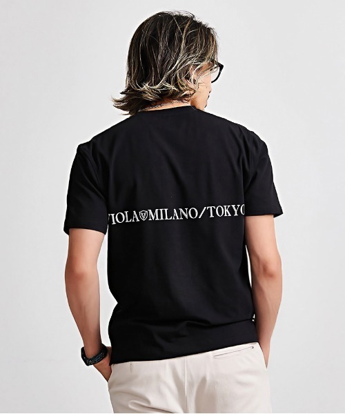 VIOLA(ヴィオラ)の「『VIOLA rumore/ヴィオラ ルモーレ』刺しゅう/P.T入りクルー半袖Tシャツ(Tシャツ/カットソー・メンズ・ブラック/サーモンピンク/ホワイト・L/XL/M)」の10枚目の写真
