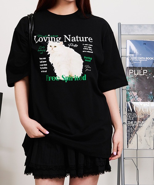 SILVER BULLET(シルバーバレット)の「『SILVER BULLET SELECT AP/シルバーバレットセレクト』クルーネック アニマルプリント半袖Tシャツ【Z】(Tシャツ/カットソー・レディース・ネイビー/ブラック・L/M)」の1枚目の写真