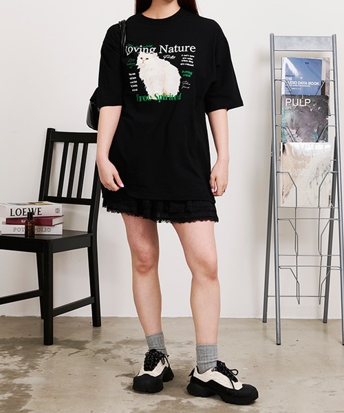 SILVER BULLET(シルバーバレット)の「『SILVER BULLET SELECT AP/シルバーバレットセレクト』クルーネック アニマルプリント半袖Tシャツ【Z】(Tシャツ/カットソー・レディース・ネイビー/ブラック・L/M)」の7枚目の写真