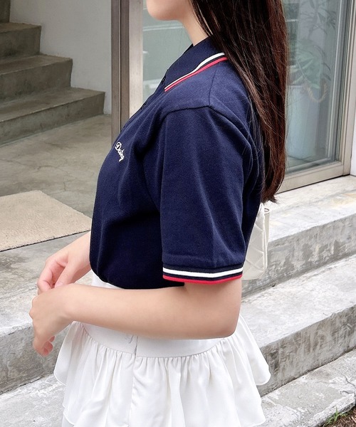 INGNI(イング)の「胸ロゴクロップドポロシャツ(シャツ/ブラウス・レディース・オフホワイト/ネイビー/レッド・M)」の13枚目の写真