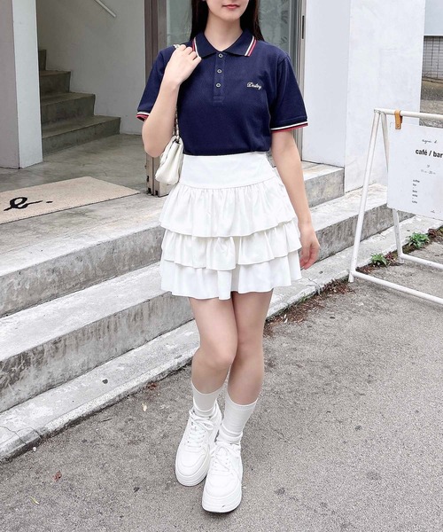 INGNI(イング)の「胸ロゴクロップドポロシャツ(シャツ/ブラウス・レディース・オフホワイト/ネイビー/レッド・M)」の16枚目の写真