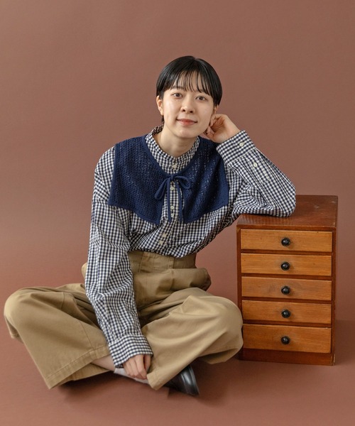 PAR ICI（パーリッシィ）の「LOOP YARN リボン付け襟（付け襟・レディース・ネイビー/ホワイト×ネイビー/ホワイト・FREE）」の6枚目の写真